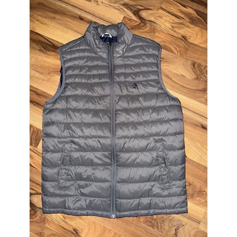 Mens IZOD Performance Sz S Gray Puffer Vest Outer Lightweight Jacket